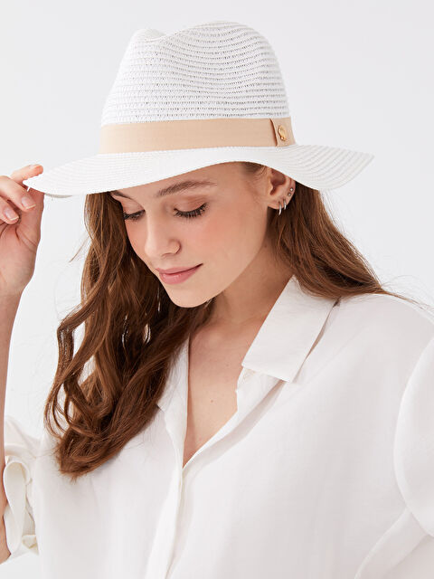 LCW ACCESSORIES Women's Straw Felt Fedora Hat - S3AV70Z8-FFB