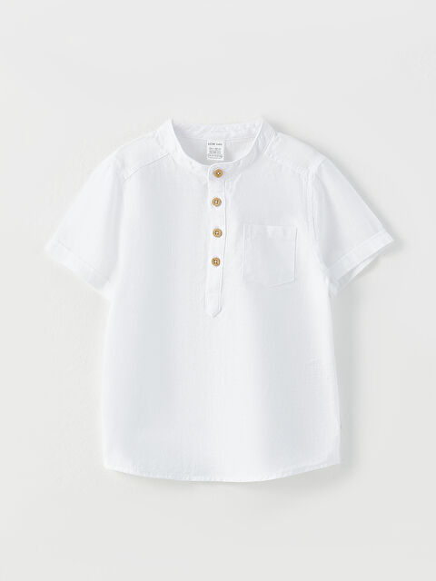 LCW baby قميص بياقة مندرين كم قصير للأولاد الرضع - S3AY02Z1-E5X