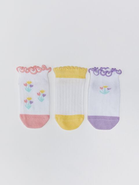 LCW baby Комплект из 3-х узорчатых носков-ботинок для девочки. - S3BA89Z1-HVF
