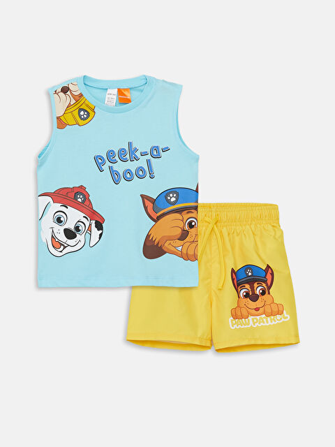 LCW baby Bisiklet Yaka Paw Patrol Atlet ve Deniz Şortu - S3BB85Z1-JT2