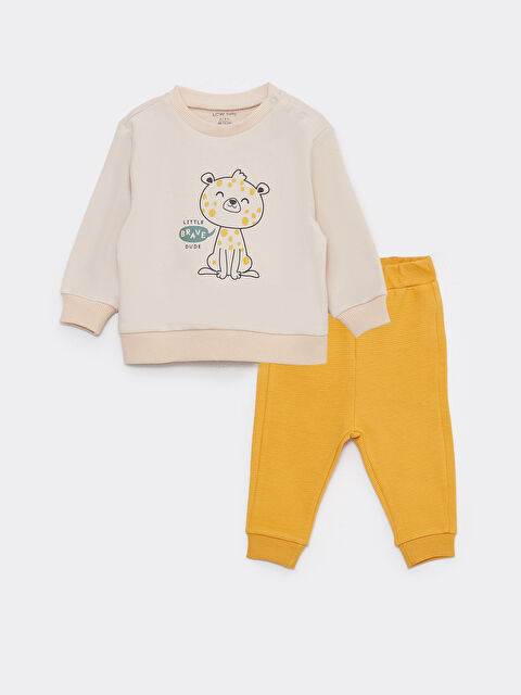 LCW baby طقم أولاد رضع كم طويل ياقة دائرية مطبوع - مجموعتين - S3BC89Z1-RMT