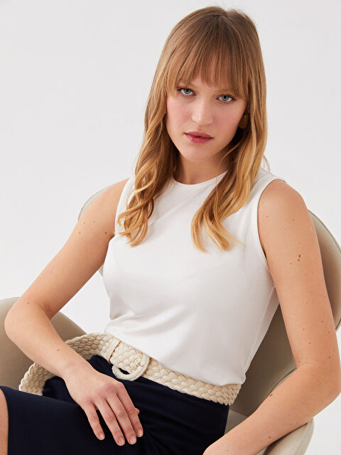 LCWAIKIKI Basic Kadın Bisiklet Yaka Düz Atlet - S3BC94Z8-R9J