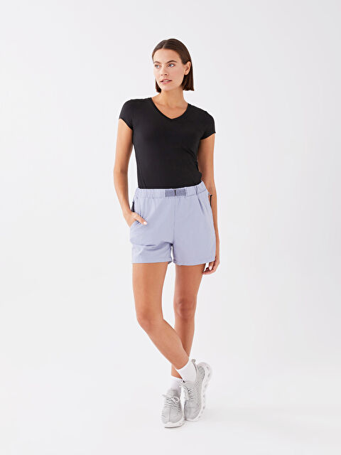 XSIDE ACTIVE Beli Lastikli Reflektör Baskılı Kadın Şort - S3BD17Z8-FHU