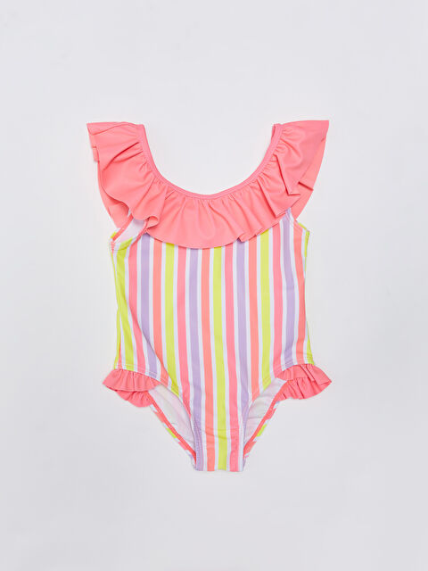 LCW baby Bisiklet Yaka Çizgili Kız Bebek Mayo - S3BE06Z1-LHG