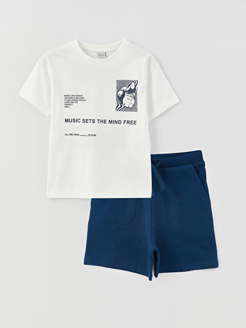 LCW Kids Relaxed Fit Boys' T-Shirt and Shorts - S3BG03Z4-FDU
