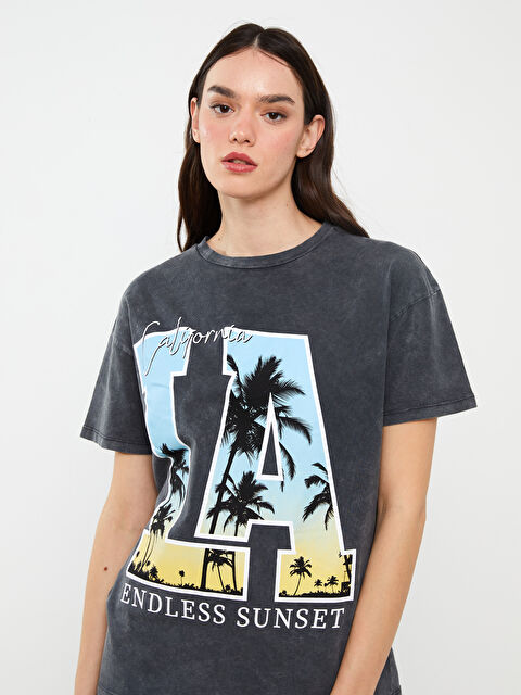 LCW Vision Crew Neck Printed Short Sleeve Women's T-Shirt - S3BG37Z8-DC4