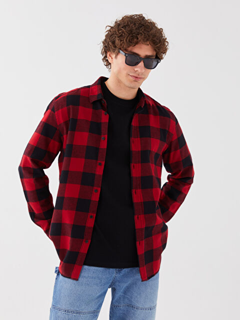 XSIDE Regular Fit Long Sleeve Plaid Men's Flannel Shirt - S3BH06Z8-LPA