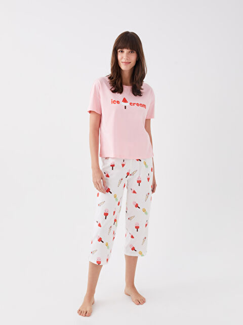 LCW Young Crew Neck Printed Short Sleeve Women's Pyjama Set - S3BI02Z8-LRA