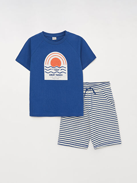 LCW Kids Crew Neck Printed Short Sleeve Boy T-Shirt & Bermuda - S3BJ31Z4-R4B