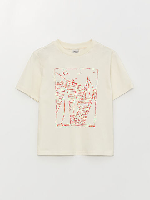 LCW Kids Crew Neck Printed Short Sleeve Boys' T-Shirt - S3BJ33Z4-FDL