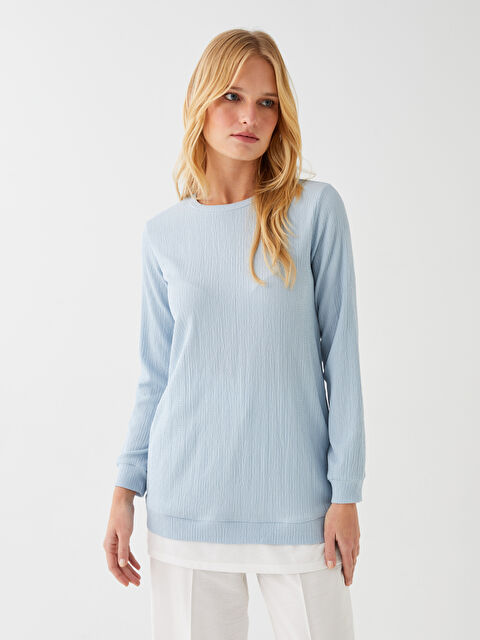 LCWAIKIKI Classic Crew Neck Plain Long Sleeve Women's Tunic - S3BK10Z8-G9Q