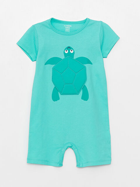 LCW baby Crew Neck Short Sleeve Embroidered Baby Boy Rompers - S3BK11Z1-G5S