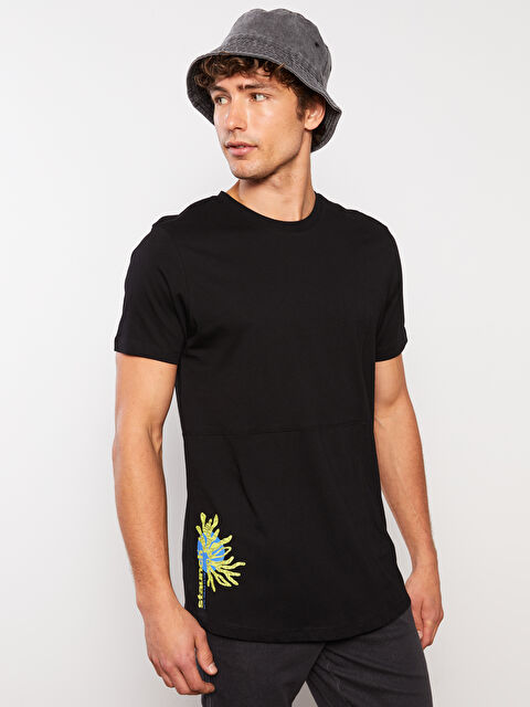 XSIDE Crew Neck Short Sleeve Printed Combed Cotton Men's T-shirt - S3BK39Z8-CVL