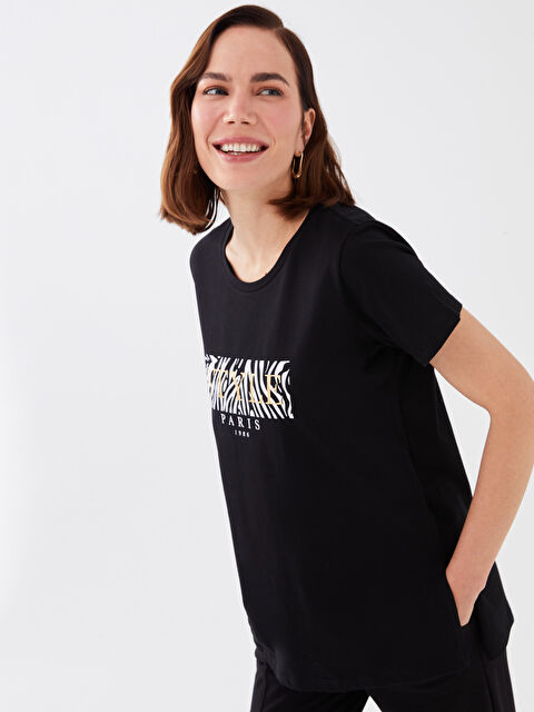 LCWAIKIKI Classic Crew Neck Printed Short Sleeve Women's T-Shirt - S3BK47Z8-CVL