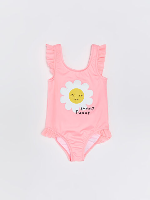 LCW baby Crew Neck Printed Baby Girls' Swimsuit - S3BL25Z1-D4G