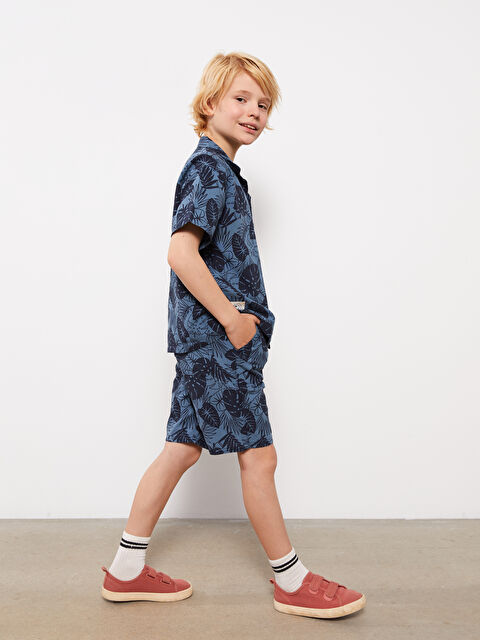 LCW Kids Узорчатая рубашка с коротким рукавом и шорты для мальчиков - S3BM61Z4-LGS