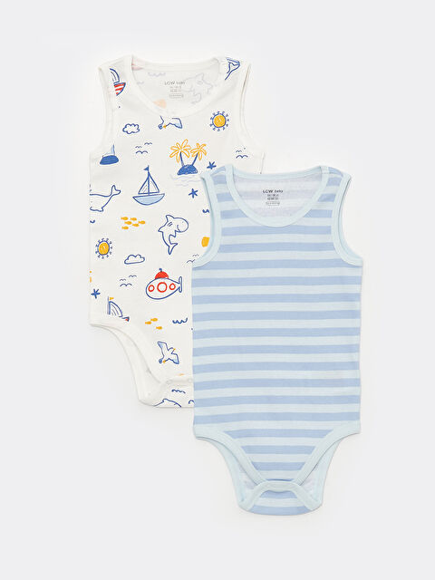 LCW baby Crew Neck Baby Boy Snap Snap Bodysuit 2 Pack - S3BN88Z1-LRA