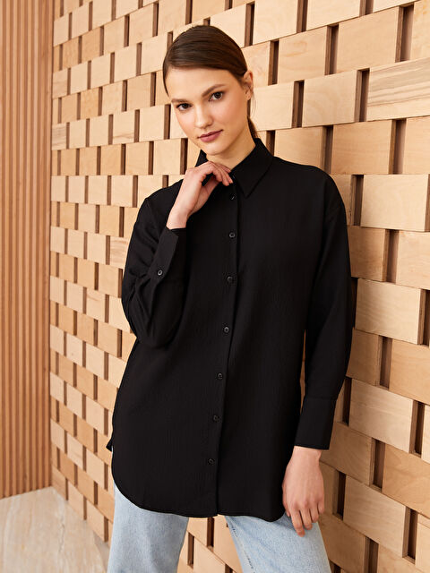 LCW Modest Plain Long Sleeve Oversize Women's Shirt - S3BO25Z8-RQL