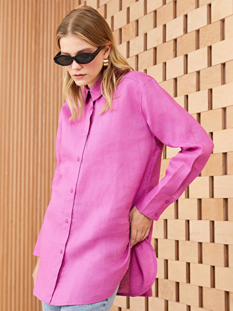 LCW Modest 100% Linen Women's Shirt Tunic - S3BO29Z8-RX3