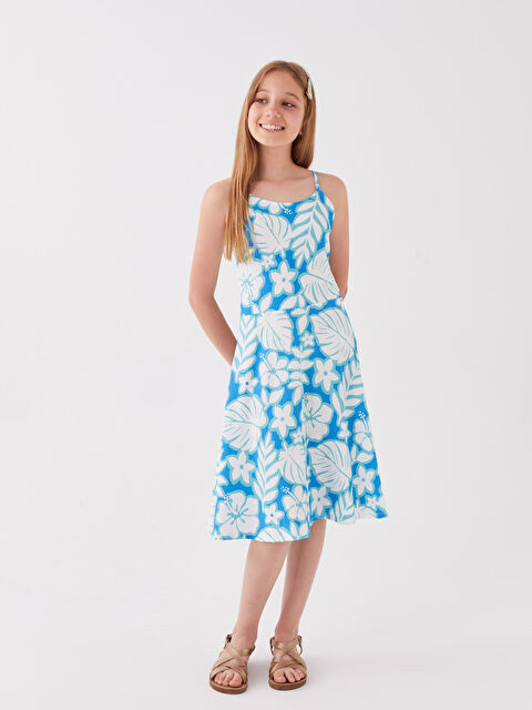 LCW Kids U Neck Patterned Strap Girl Dress - S3BQ33Z4-LQQ