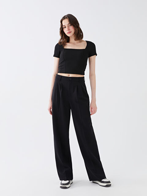 LCW Vision Women's Comfortable Fit Wide Leg Trousers - S3BR14Z8-RQN