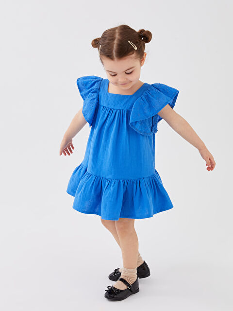 LCW baby Square Neck Strappy Baby Girls Dress - S3BS47Z1-H2B