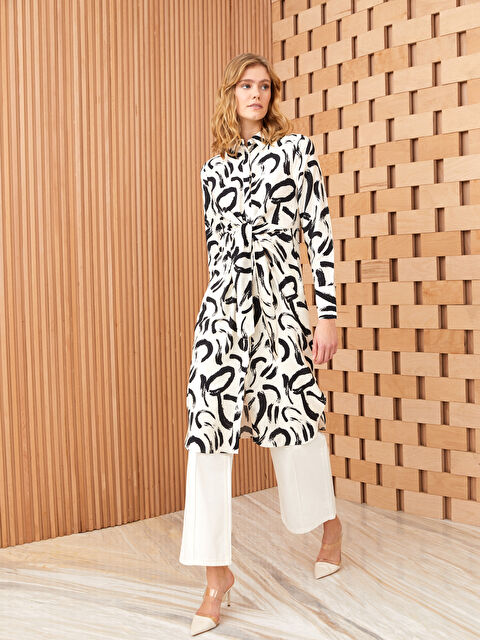 LCW Modest Patterned Women's Shirt Tunic - S3BS58Z8-LU7