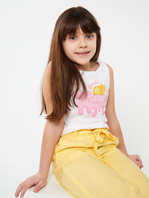 LCW Kids Майка с круглым вырезом и принтом для девочек - S3BT28Z4-Q6K
