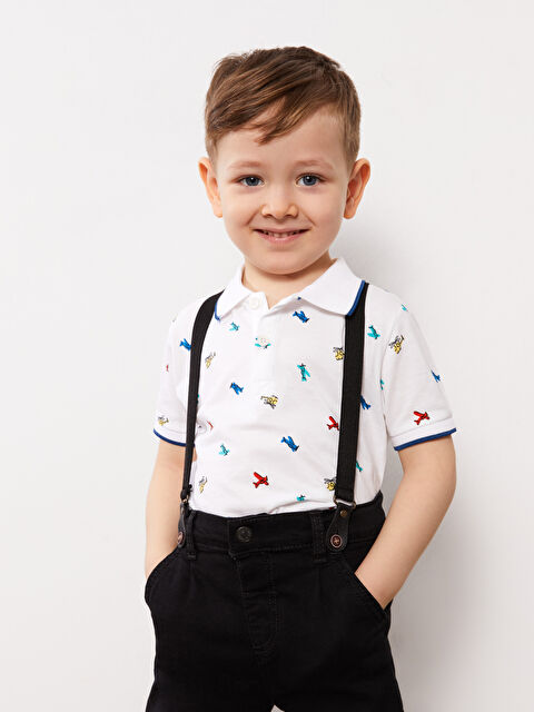 LCW baby Polo Neck Short Sleeve Printed Baby Boys' T-Shirt - S3BT75Z1-LU8