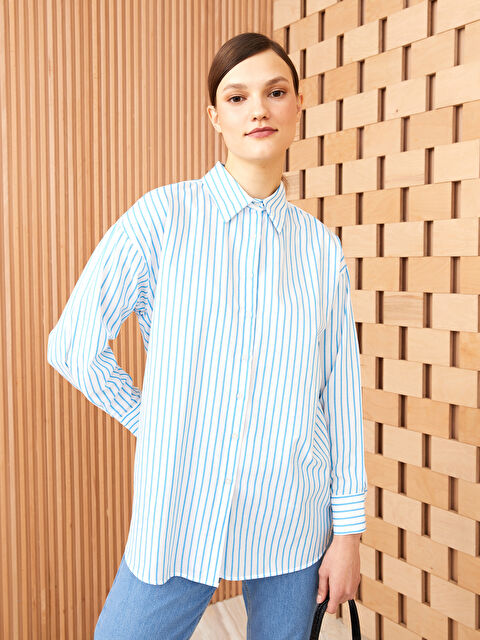 LCW Modest Chemise Rayée à Manches Longues pour Femmes - S3CC37Z8-LEN