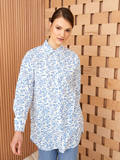 LCW Modest قميص تونيك بوبلين منقوش للسيدات - S3CC55Z8-LQQ