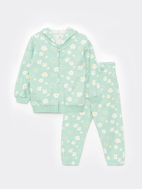 LCW baby Hooded Long Sleeve Baby Girl Tracksuit Set - S3CC84Z1-LRR