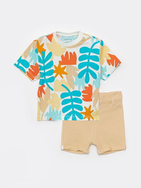 LCW baby Cycling Short Short Sleeve Printed Baby Boy T-Shirt and Shorts 2-Piece Set - S3CD09Z1-FDU