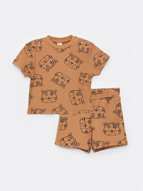 LCW baby Комплект из 2 Футболок и Шорт для Малышей с Короткими Рукавами и Круглым Вырезом - S3CD15Z1-GHK