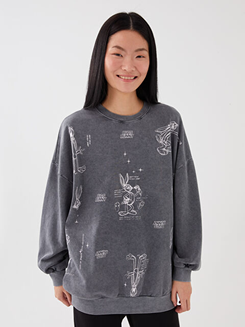 LCW Vision Crew Neck Bugs Bunny Printed Long Sleeve Oversize Women's Sweatshirt - S3CD81Z8-DC4