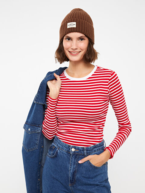 LCW Vision Әйелдерге арналған жолақты ұзын жең футболка - S3CE75Z8-E48