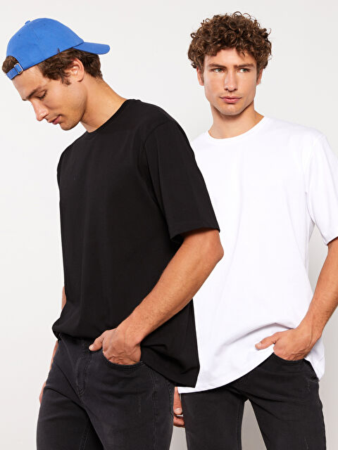 XSIDE Bisiklet Yaka Kısa Kollu Penye Erkek Tişört 2'li - S3CF85Z8-Q6K