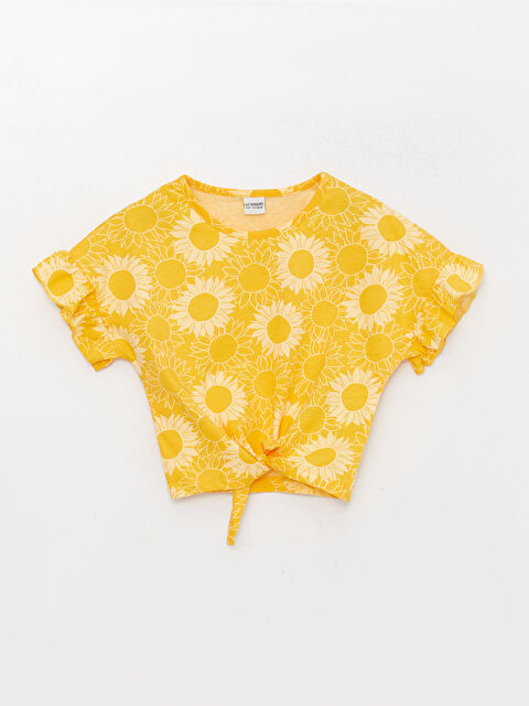 LCW Kids Crew Neck Patterned Short Sleeve Girl T-Shirt - S3CI40Z4-LUK