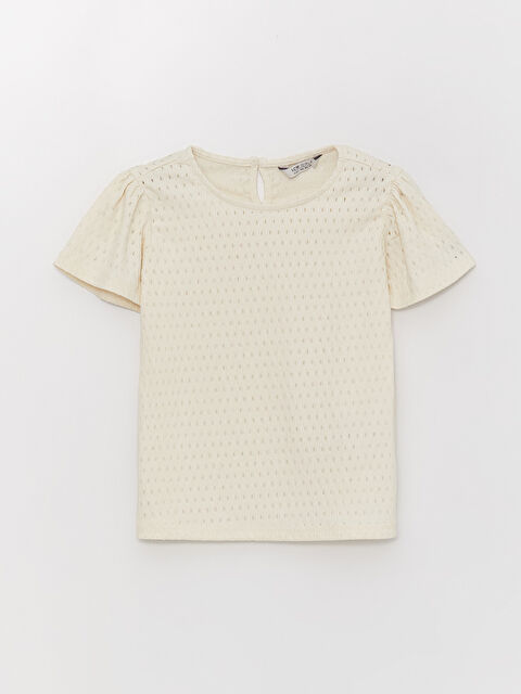 LCW Kids Crew Neck Self-Patterned Girl's Crop T-Shirt - S3CI86Z4-KX0