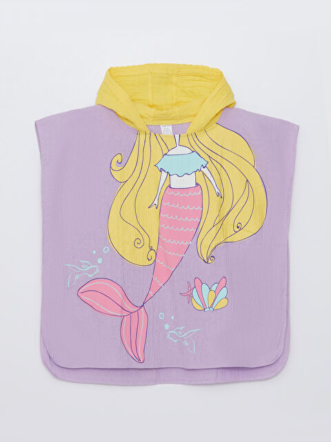 LCW baby Kapüşonlu Baskılı Kız Bebek Bornoz