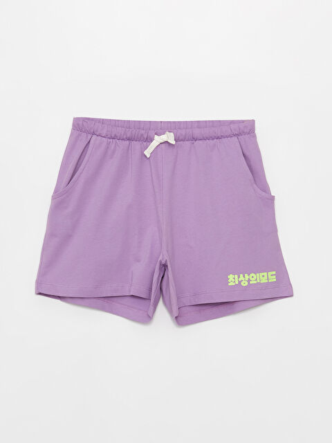 LCW Kids Beli Lastikli Baskılı Kız Çocuk Şort - S3CJ84Z4-GBD