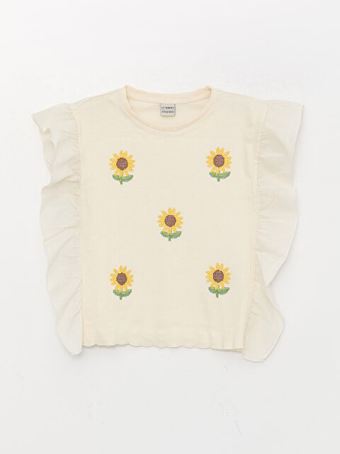 LCW Kids T-shirt pour Filles à Col Rond Brodé - S3CK18Z4-LXF