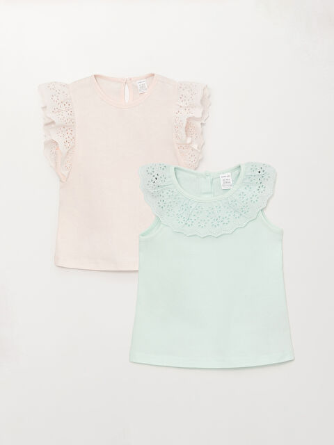 LCW baby Crew Neck Baby Girls T-Shirt 2 Pack - S3CK45Z1-FUE