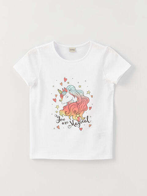 LCW Kids Crew Neck Printed Short Sleeve Girls' T-Shirt - S3CL37Z4-Q6K