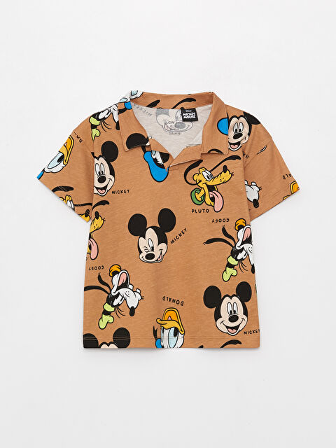 LCW baby تيشيرت أولاد رضع بياقة بولو وكم قصير مطبوع ميكي ماوس - S3CN18Z1-LQY