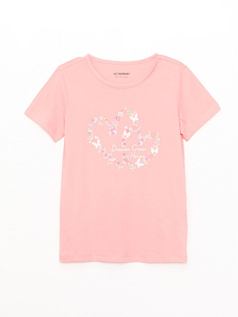 LCW ECO T-shirt pour Filles à Col Rond Imprimé à Manches Courtes - S3CN36Z4-FJU