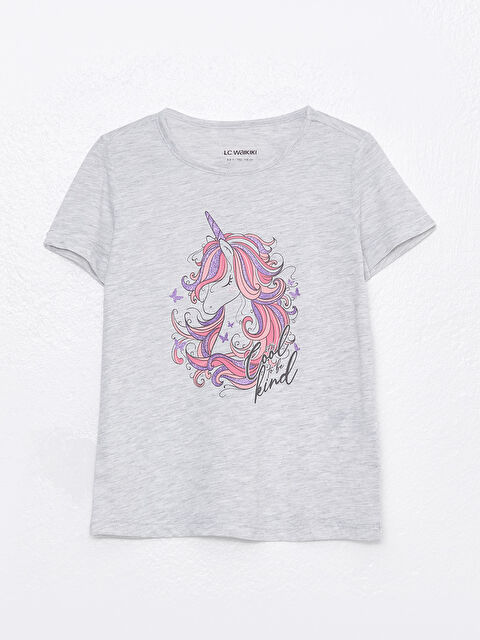 LCW ECO Crew Neck Printed Short Sleeve Girls' T-Shirt - S3CN50Z4-S8P