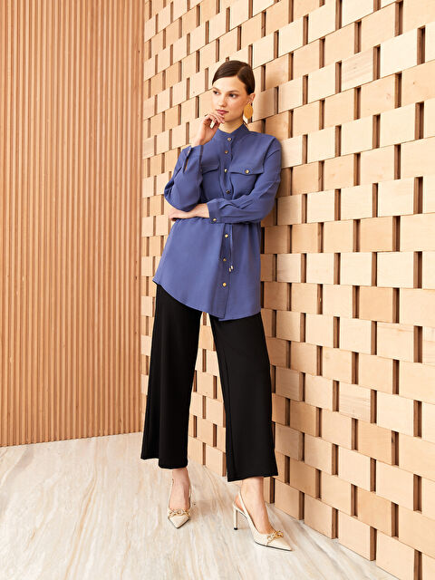 LCW Modest Elasticated Waist Loose Fit Women's Palazzo Trousers - S3CO66Z8-RQL