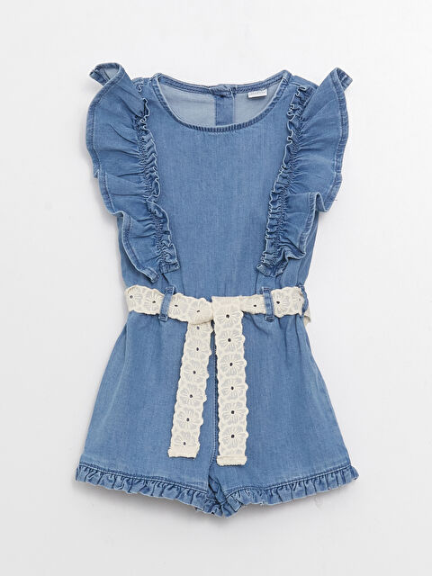 LCW baby Crew Neck Baby Girl Jean Salopet - S3CO71Z1-507