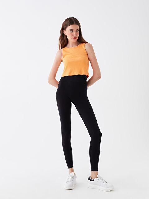 LCW Vision Elasticated Waist Plain Seamless Women's Leggings - S3CP70Z8-CVL